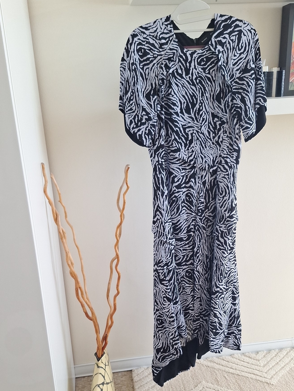 Proenza Schouler Black and Gray Zebra-Print Maxi Dress
